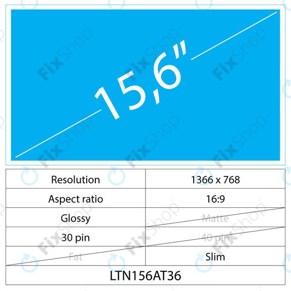 15.6" LCD Slim Glossy 30 pin HD