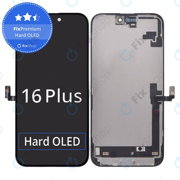 Schermo Hard OLED per iPhone 16 Plus, Vetro touch con cornice, FixPremium