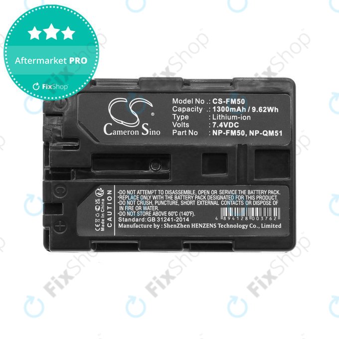 Batteria per Sony CCD-TR108, Cyber-shot DSC-S50, NP-QM51, Li-Ion, 1300mAh, 7.4V, HQ