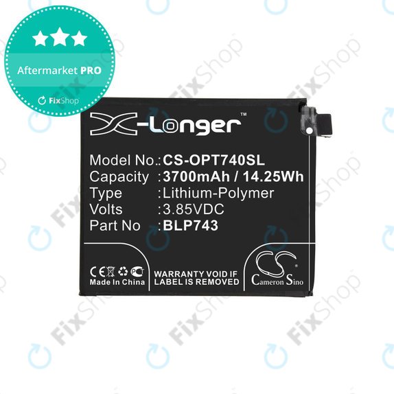 Batteria per OnePlus 7T, 3700mAh, Li-Pol, 3.85 V, BLP743, HQ