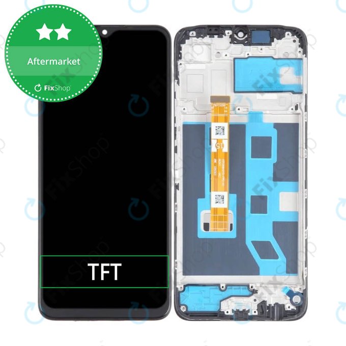 Schermo per Oppo A17, Midnight Black, Vetro touch con cornice