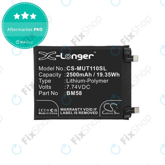 Batteria per Xiaomi 11T Pro, 2500mAh, Li-Pol, 7.74 V, BM58, HQ
