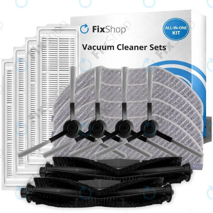 Set di ricambio per Xiaomi Viomi V3 MAX (2x Spazzole principali, 4x Filtri, 4x Spazzole laterali, 4x Panni per mocio)