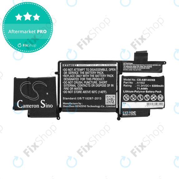 Batteria A1493 per MacBook Pro 13" A1502 (Late 2013 - Mid 2014), 6300mAh, HQ