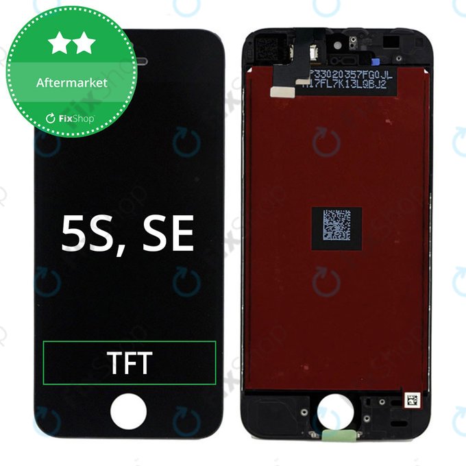 Schermo per iPhone 5S, SE, Black, Vetro touch con cornice
