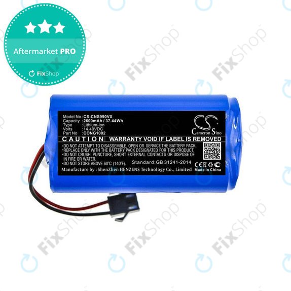 Batteria per Cecotec Conga 900, 1000, 2000, 5000-seriess, Excellence 990, Mamibot ExVac 600, 800-seriess, Neatsvor X500, CONG1002, Li-Ion, 2600mAh, 14.4V, HQ