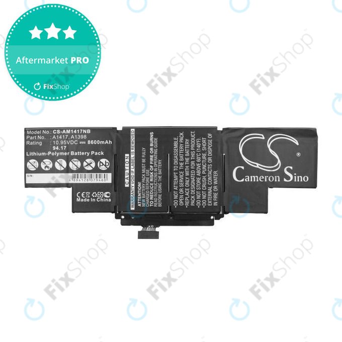 Batteria A1417 per MacBook Pro 15" A1398 (Mid 2012 - Early 2013), 8600mAh, HQ
