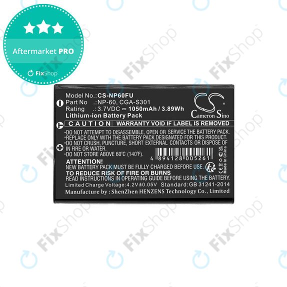 Batteria per Agfa, HP Photosmart, Toshiba Camileo, NP-60, COMA-BP1, Li-Ion, 1050mAh, 3.7V, HQ