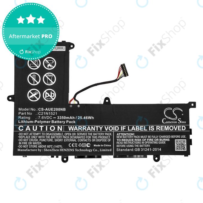 Batteria per Asus VivoBook E200, L200, Eeebook X206, C21N1521, Li-Pol, 3350mAh, 7.6V, HQ