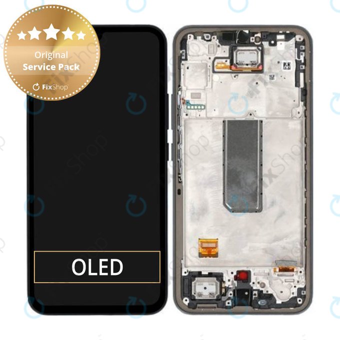 Schermo per Samsung A34 5G A346B, Black, Vetro touch con cornice, GH82-31200A, GH82-31201A, Genuine Service Pack