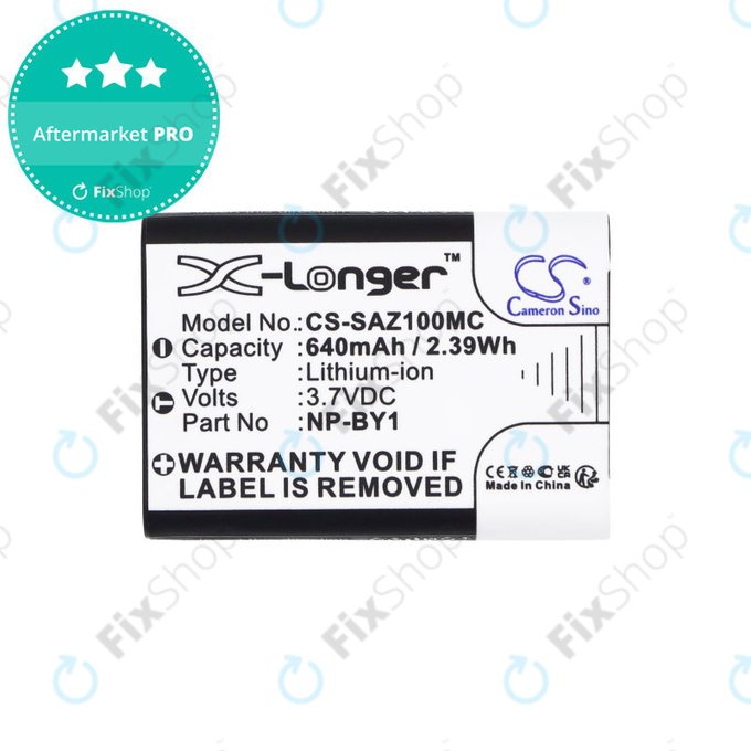 Batteria per Sony HDR-AZ1, NP-BY1, Li-Ion, 640mAh, 3.7V, HQ