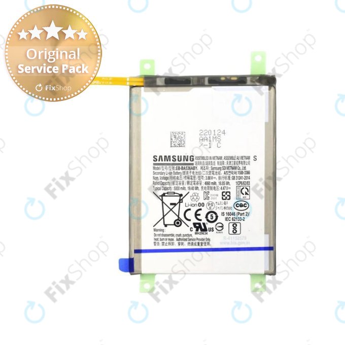 Batteria per Samsung A33 5G A336B, EB-BA536ABY, GH82-28146A, 5000mAh, Genuine Service Pack