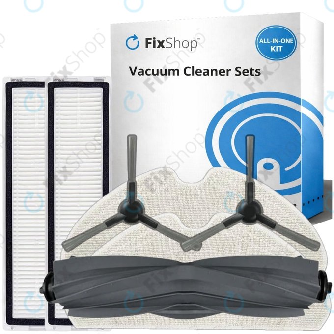 Set di ricambio per Xiaomi Dreame D9 Max Gen2, D10s, D10s Pro (1x spazzola principale, 2x filtro, 2x spazzola laterale - Black, 2x panno lavapavimenti)