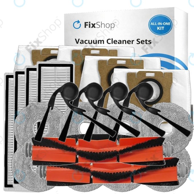 Set di ricambi per Xiaomi Robot Vacuum 5, 5 Pro (2x spazzola principale, 4x filtro, 4x spazzola laterale, 8x panno mop, 4x sacchetto polvere)