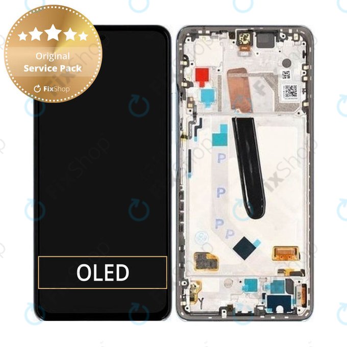 Schermo per Xiaomi Poco F3, Blue, Vetro touch con cornice, 560004K11A00, Genuine Service Pack