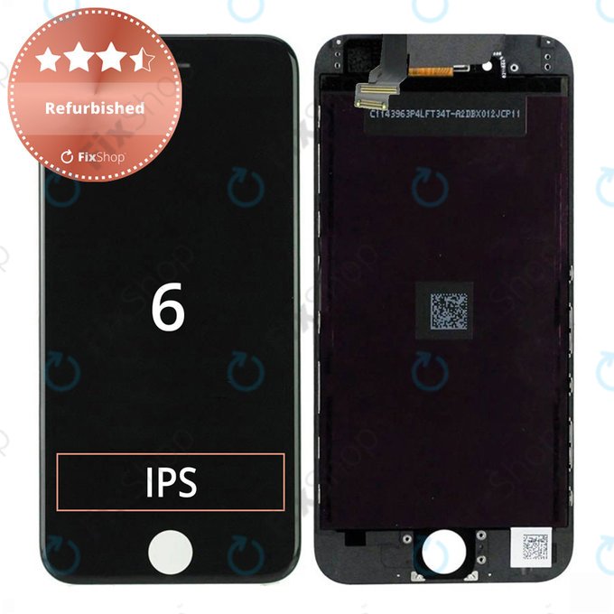 Schermo per iPhone 6, Black, Vetro touch con cornice, Refurbished