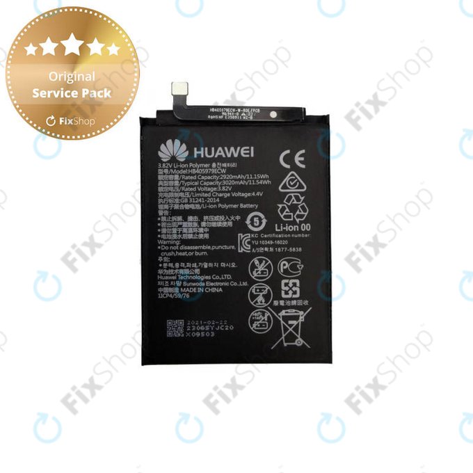 Batteria per Huawei Nova CAN-L11, Y5 (2017), P9 Lite Mini, Y5 (2019), Y6 (2017) MYA-L03, Y6 (2019), HB405979ECW, 24022116, 24022610, 24022965, 24022837, 3020mAh, Genuine Service Pack