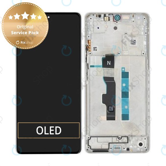 Schermo per Xiaomi Redmi Note 13 5G 2312DRAABC, Arctic White, Vetro touch con cornice, 5600040N1700, Genuine Service Pack