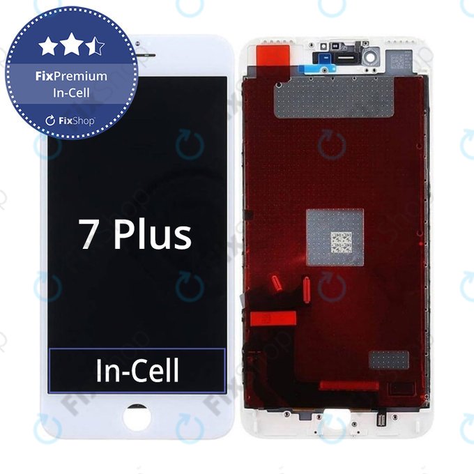 Schermo In-Cell per iPhone 7 Plus, White, Vetro touch con cornice, FixPremium