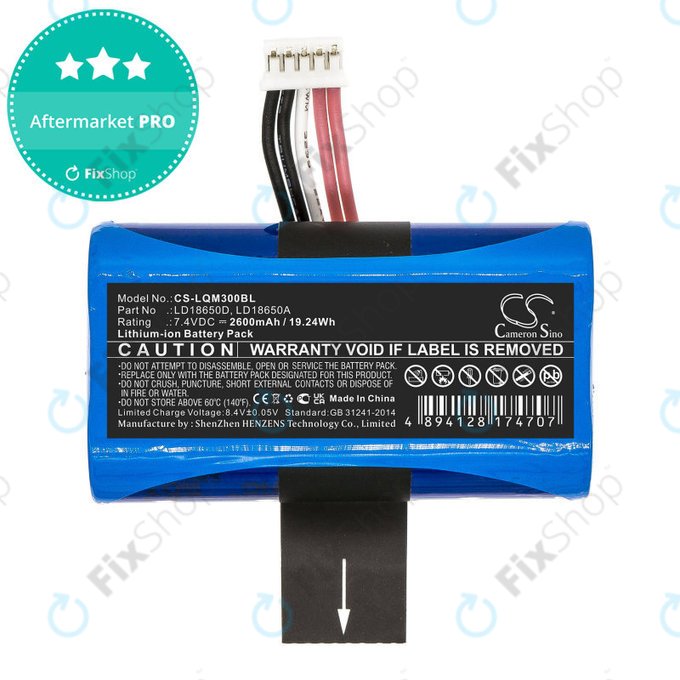 Batteria per Ingenico Apos A8, LD18650D, Li-Ion, 2600mAh, 7.4V, HQ