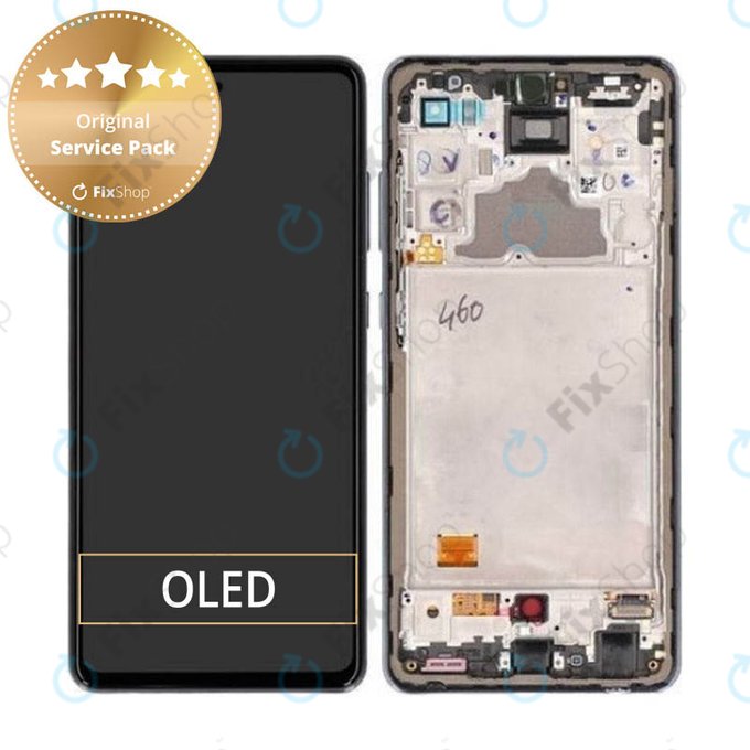 Schermo per Samsung A72 A725F, A726B, Awesome Black, Vetro touch con cornice, GH82-25460A, GH82-25463A, GH82-25624A, GH82-25849A, Genuine Service Pack
