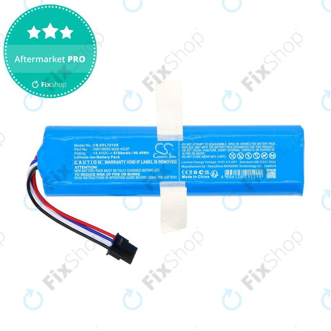 Batteria per 360 S6 Pro, S9 X90 X95 Eufy Robovac L70 Hybrid INR18650M26-4S2P, Li-Ion, 6700mAh, 14.4V, HQ