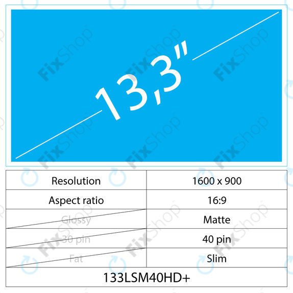 13.3" LCD Slim Matte 40 pin HD+