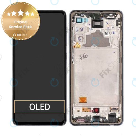 Schermo per Samsung A72 A725F, A726B, Awesome Black, Vetro touch con cornice, GH82-25460A, GH82-25463A, GH82-25624A, GH82-25849A, Genuine Service Pack
