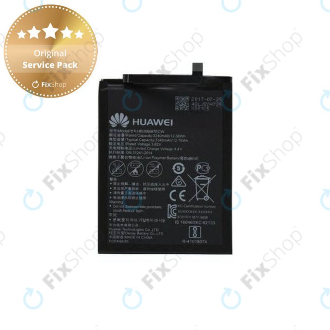 Batteria per Huawei Mate 10 Lite, Honor 7X, Nova 2 Plus, P Smart Plus (Nova 3i), P30 Lite, P30 Lite 2020, HB356687ECW, 24022598, 24022698, 24022872, 3240mAh, Genuine Service Pack