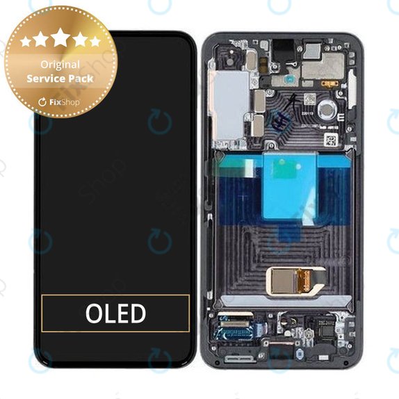 Schermo per Samsung S22 S901B, Phantom Black, Vetro touch con cornice, GH82-27520A, GH82-27521A, Genuine Service Pack