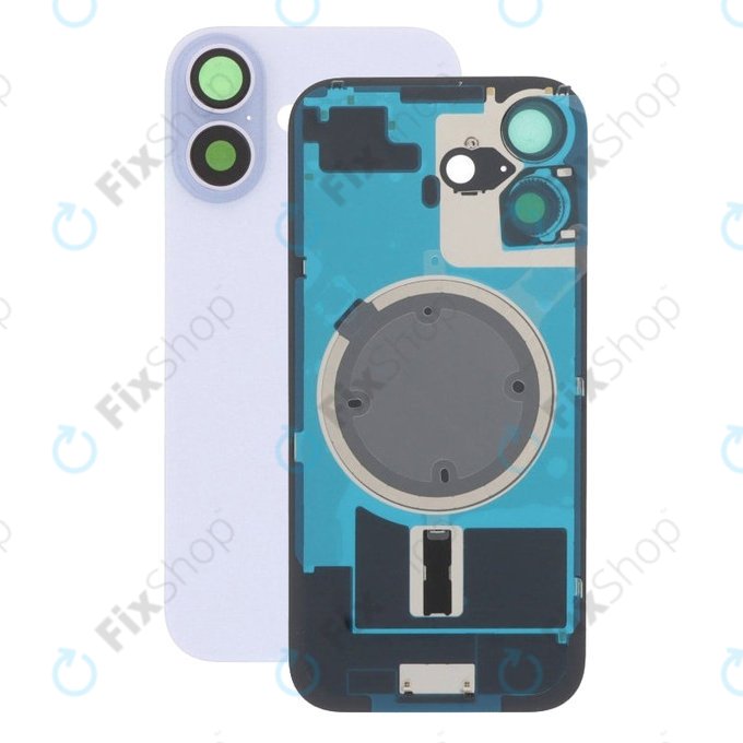 Vetro della scocca posteriore per iPhone 17, Lavender, con lente fotocamera, piastra metallica e magneti MagSafe