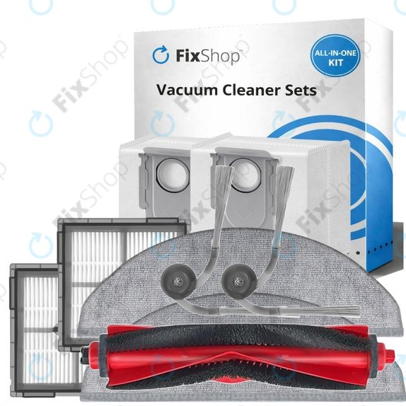 Set di ricambi per Xiaomi Roborock Q10 VF, Q10 VF+, S8 Pro, S8 Pro Plus (1x spazzola principale, 2x filtro, 2x spazzola laterale, 2x panno mop, 2x sacchetto polvere)
