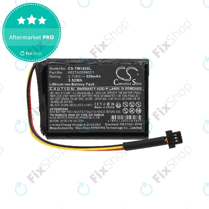Batteria per TomTom One 140, Go 500, P2, Li-Ion, 950mAh, 3.7V, HQ