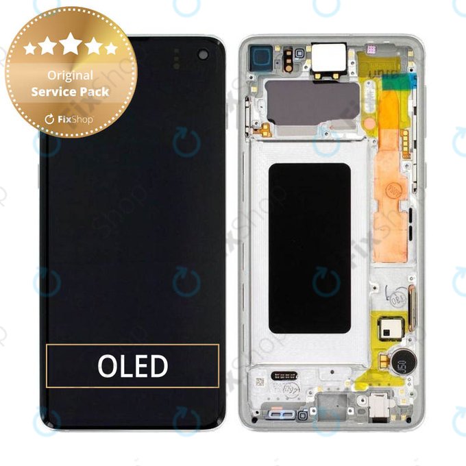 Schermo per Samsung S10 G973F, Prism White, Vetro touch con cornice, GH82-18850B, GH82-18835B, Genuine Service Pack