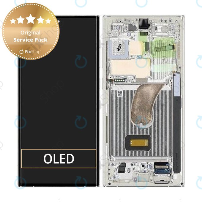 Schermo per Samsung S23 Ultra S918B, Cream, Vetro touch con cornice, GH82-30466B, GH82-30465B, Genuine Service Pack