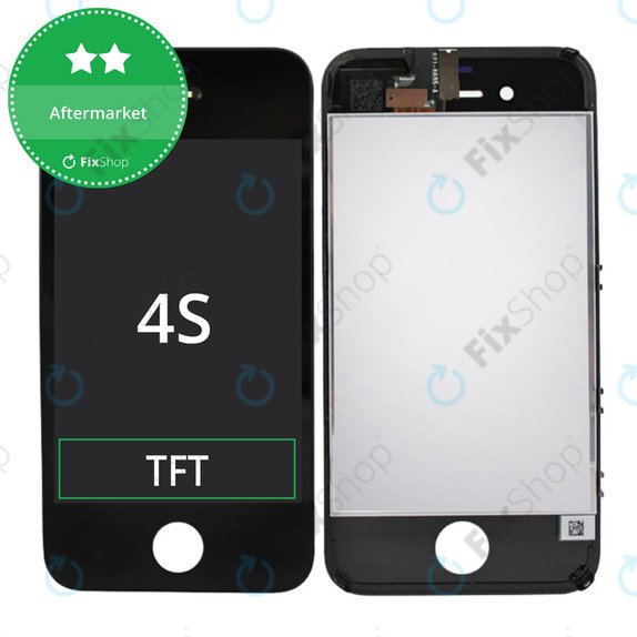 Schermo per iPhone 4S, Black, Vetro touch con cornice