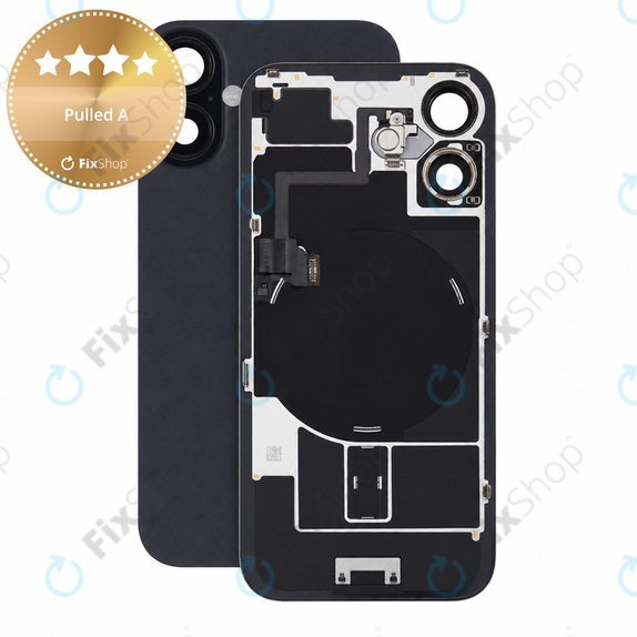 Vetro scocca posteriore per iPhone 16, Black, Pulled A