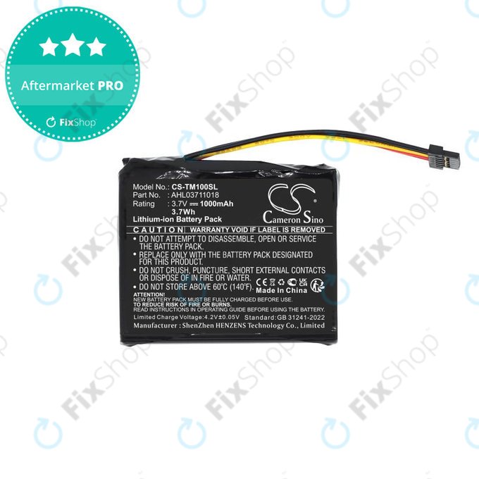 Batteria per TomTom GO 1000 Live, 1005, 2050, AHL03711018, Li-Ion, 1000mAh, 3.7V, HQ