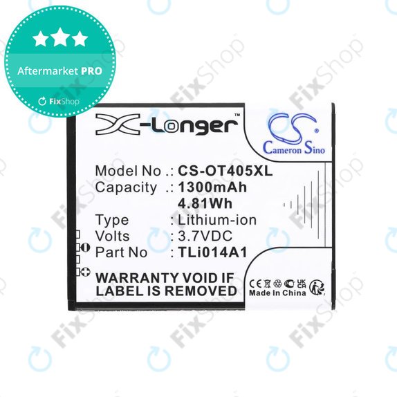 Batteria per Alcatel OneTouch Evolve, TLi014A1, Li-Ion, 3.7V, 1300mAh, HQ