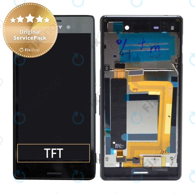 Schermo per Sony Xperia M4 Aqua Dual E2333, Black, Vetro touch con cornice, 124TUL0015A, 124TUL0011A, Genuine Service Pack