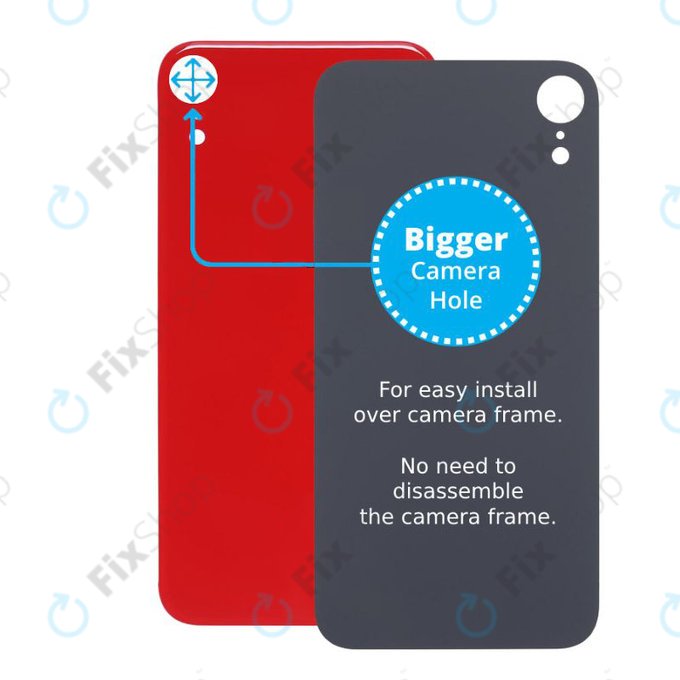 Vetro scocca posteriore con fGold fotocamera più grande per iPhone XR, Red
