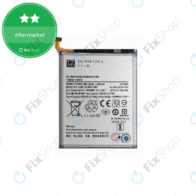 Batteria per Samsung M31 M315F, M31s M317F, EB-BM317ABY, 6000mAh