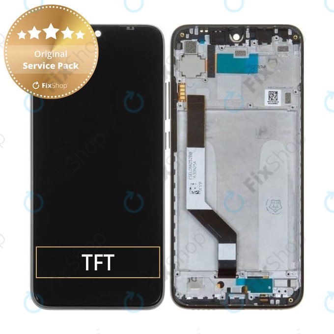 Schermo per Xiaomi Redmi Note 7, Space Black, Vetro touch con cornice, 5606100920C7, 560610100033, 560610125033, Genuine Service Pack