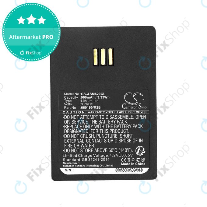 Batteria per Siemens Openstage WL3, Ascom, Aastra, Innovaphone, 660190/R2B, Li-Ion, 900mAh, 3.7V, HQ