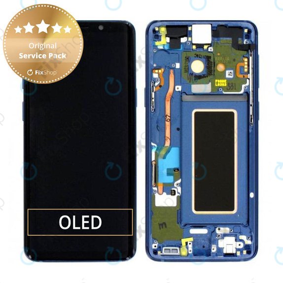 Schermo per Samsung S9 G960F, Coral Blue, Vetro touch con cornice, GH97-21696D, GH97-21697D, Genuine Service Pack