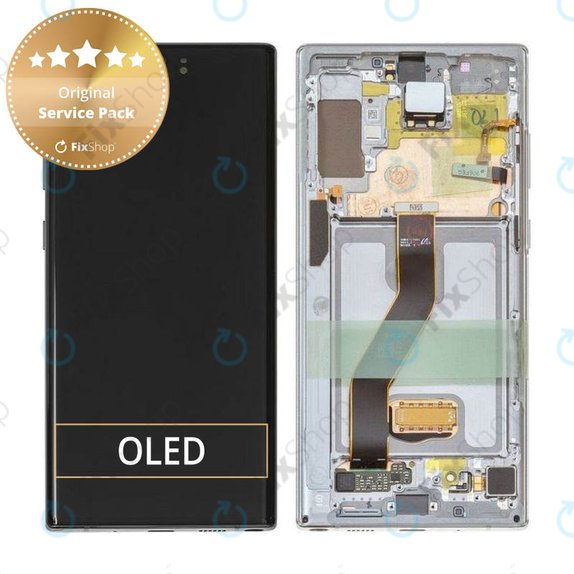 Schermo per Samsung Note 10 Plus, Aura White, Vetro touch con cornice, GH82-20838B, Genuine Service Pack