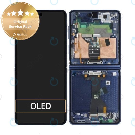 Schermo per Samsung Z Flip 7 F766B, Blue Shadow, Vetro touch con cornice, GH82-37581A, Genuine Service Pack