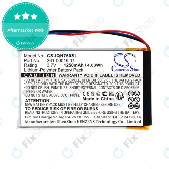 Batteria per Garmin Nüvi 700, 710, 760, 765, Nüvi 3590, 361-00019-11, Li-Pol, 1250mAh, 3.7V, HQ