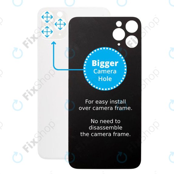Vetro scocca posteriore con fGold fotocamera più grande per iPhone 11 Pro, Silver
