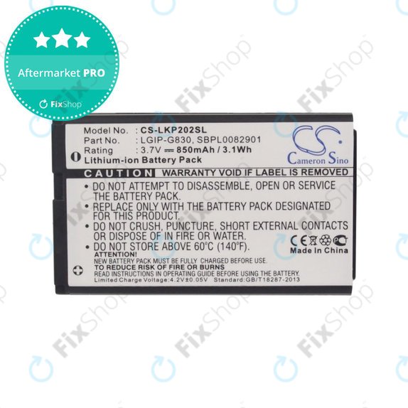 Batteria per LG KG120, LGIP-G830, Li-Ion, 3.7V, 850mAh, HQ